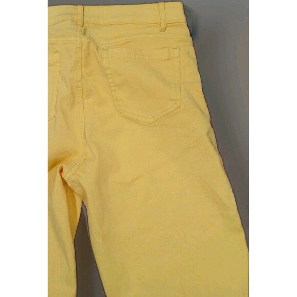 Skye’s The Limit Women 10 Yellow Wide Leg Crop Jeans Stretch Coastal Grandma Y2K - Picture 8 of 12